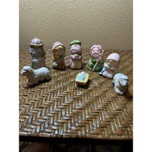 Hand-Painted Ceramic Nativity Scene Figurines Set Of 8 Pieces